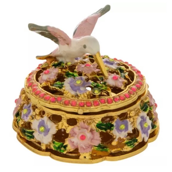New Hummingbird Floral rhinestone jewelry box - Picture 2 of 5
